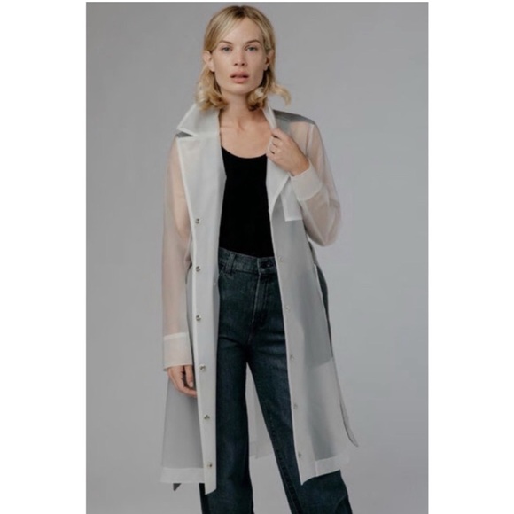J Brand Clear Vinyl Rain Trench Coat - Picture 4 of 6